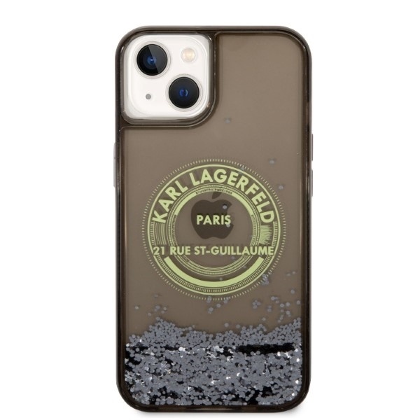 Husa pentru iPhone 14, Hardcase Liquid Glitter, Karl Lagerfeld - Negru Sclipici - 2 | YEO