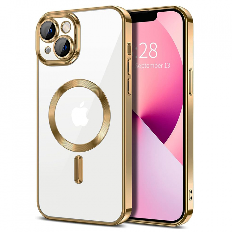 Husa pentru iPhone 14 Plus cu Magsafe integrat, SKYDDAR Luxury Shield - Auriu