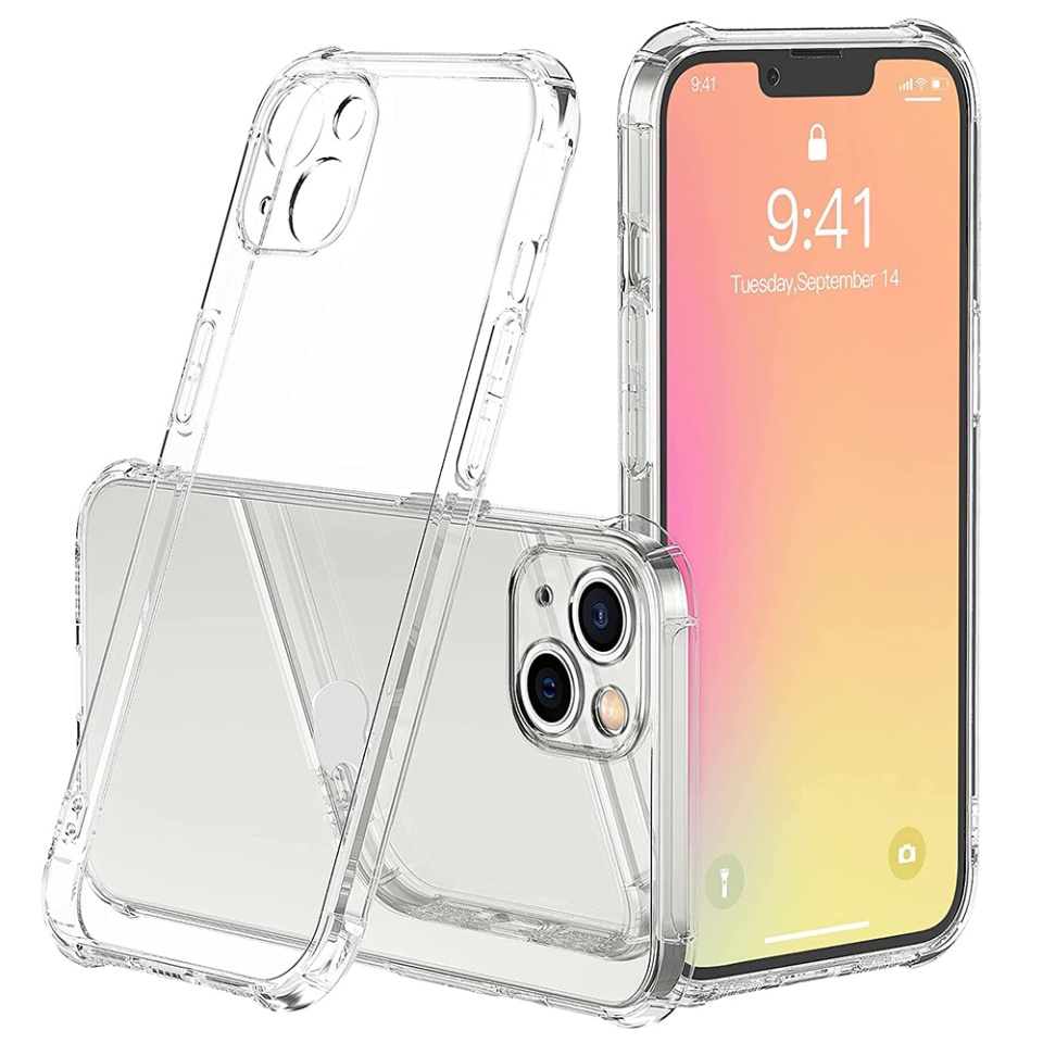 Husa pentru iPhone 14 Plus , SKYDDAR INNOVATION, Shockproof Clear din Silicon Slim, Transparenta, set cu sticker - 3 | YEO