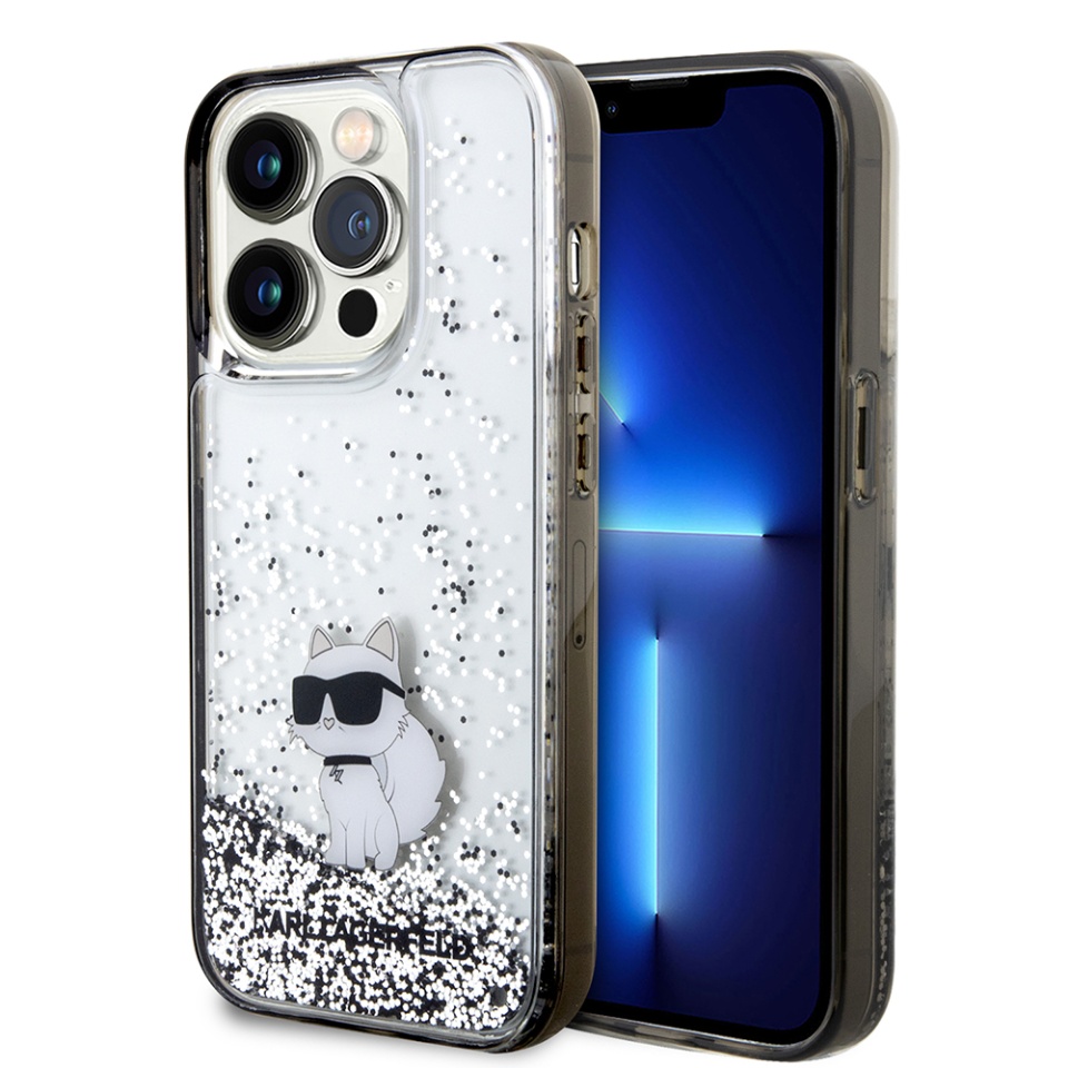 Husa pentru iPhone 14 Pro, Hardcase Liquid Glitter, Karl Lagerfeld - Negru Sclipici