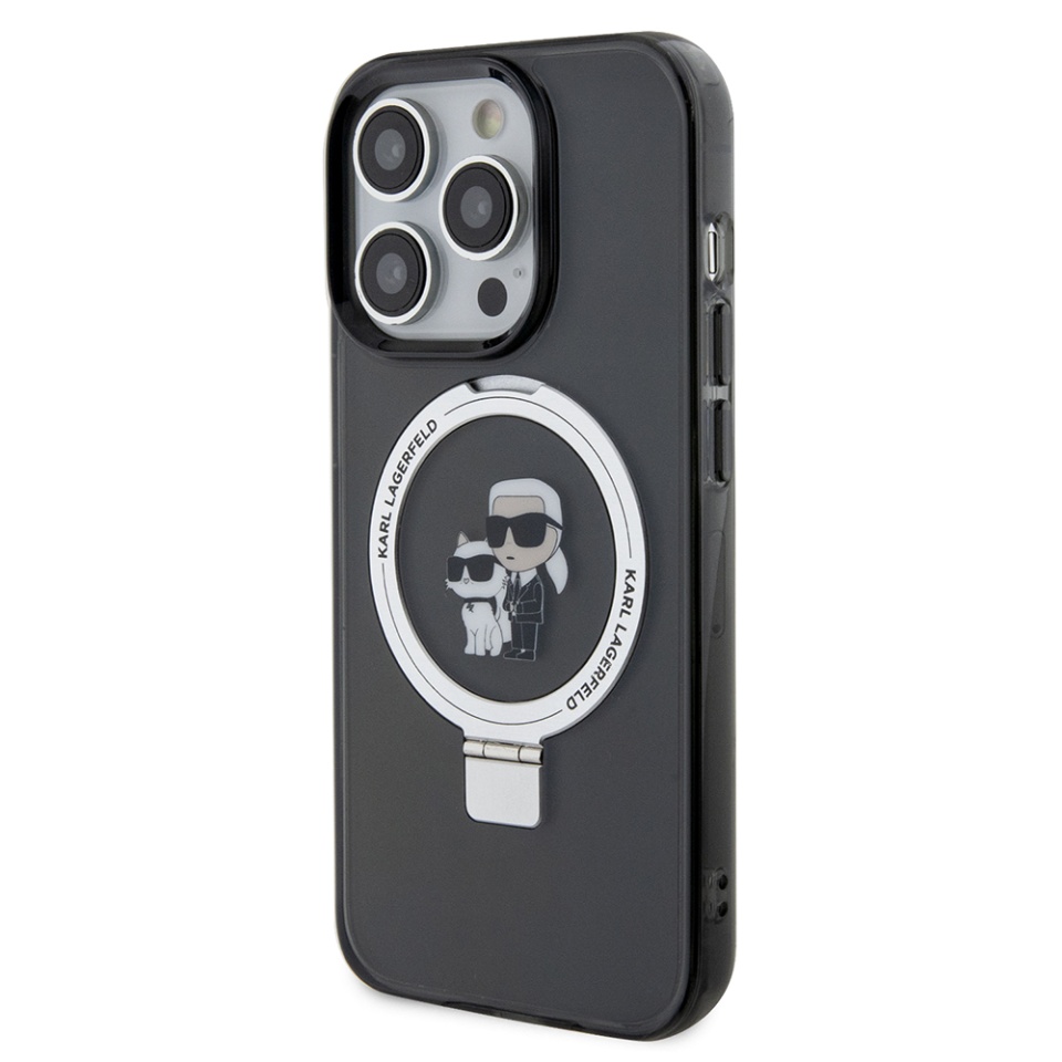 Husa pentru iPhone 14 Pro, Hardcase Ring Stand MagSafe, Karl Lagerfeld - Negru - 2 | YEO
