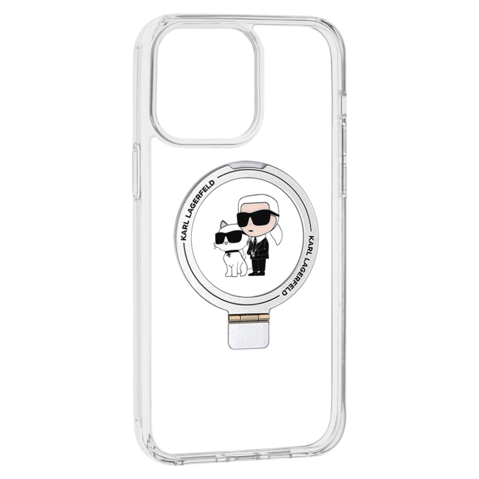 Husa pentru iPhone 14 Pro, Hardcase Ring Stand MagSafe, Karl Lagerfeld - Alb - 1 | YEO