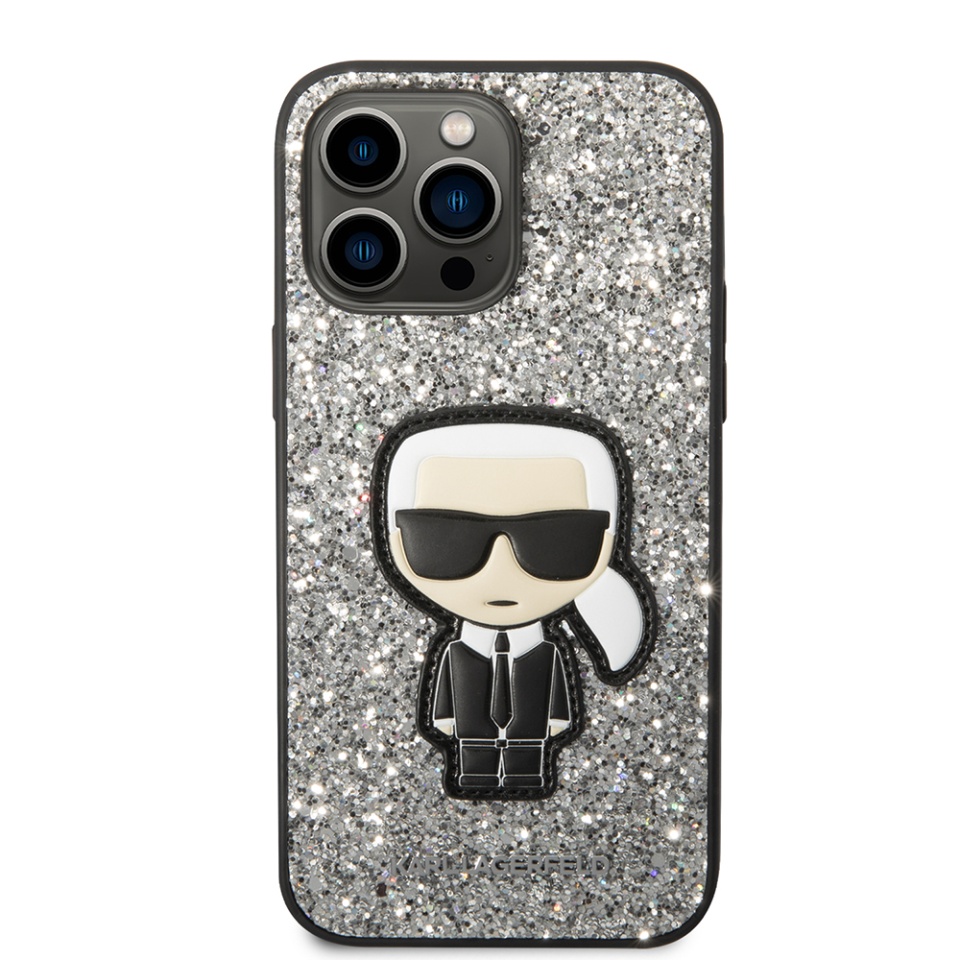 Husa pentru iPhone 14 Pro Max, Hardcase Glitter, Karl Lagerfeld, Argintiu - 2 | YEO