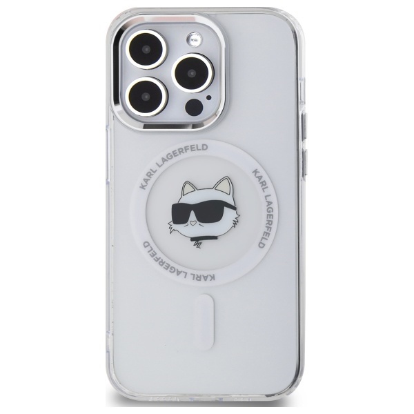 Husa pentru iPhone 14 Pro Max, IML Glitter K&C Heads Logo MagSafe, Clear Mono Karl&Choupette - 3 | YEO