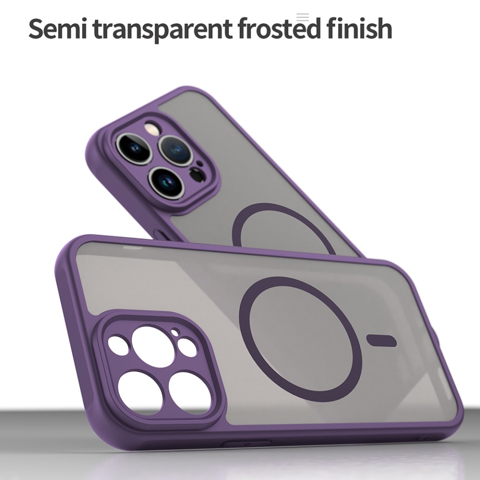 Husa pentru iPhone 14 Pro Max, SKYDDAR INNOVATION, HaloFrost MagSafe II, Antisoc, set cu sticker, Mov - 3 | YEO