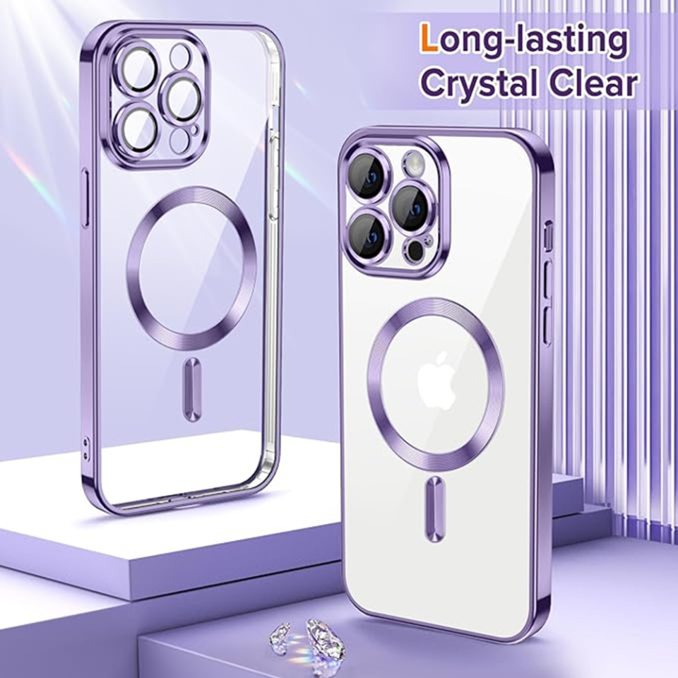 Husa pentru iPhone 14 Pro Max, SKYDDAR INNOVATION, Luxury Shield Magsafe, Protectie Antisoc, Mov, set cu sticker - 1 | YEO