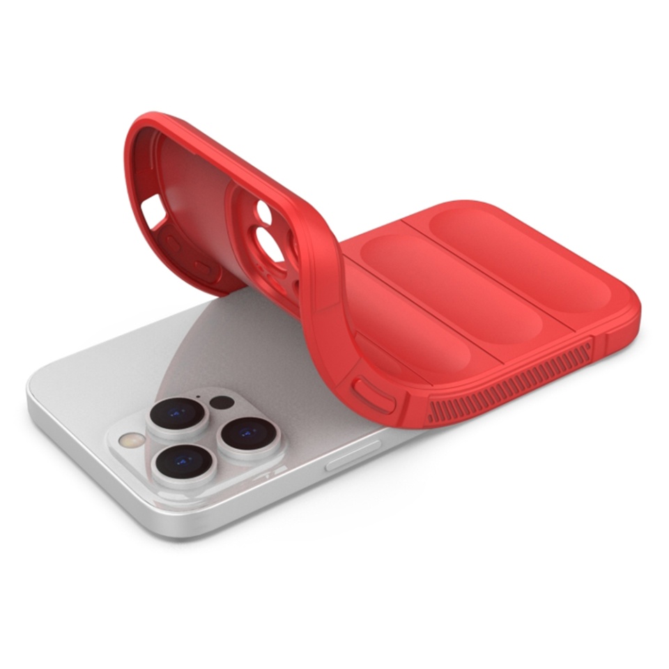 Husa pentru iPhone 14 Pro Max, SKYDDAR INNOVATION, Vogue, din Silicon Mat, Bordo, set cu sticker - 3 | YEO