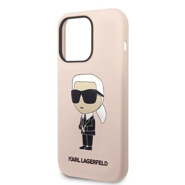 Husa pentru iPhone 14 Pro, Silicone, Karl Lagerfeld, Roz - 1 | YEO