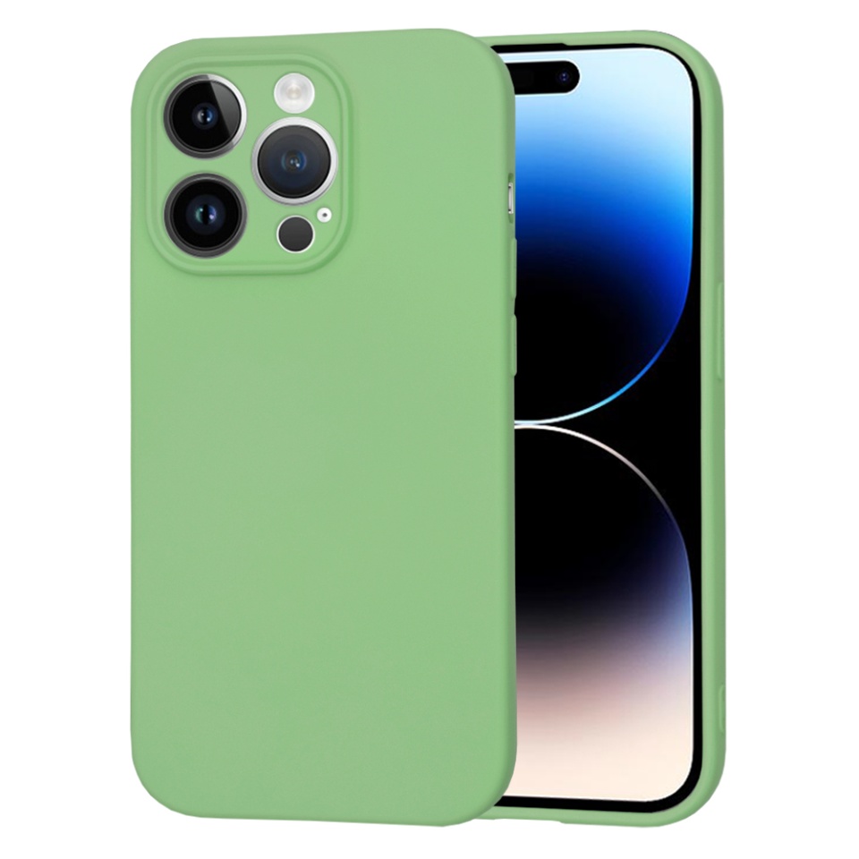 Husa pentru iPhone 14 Pro, SKYDDAR INNOVATION, din Silicon Catifelat, SoftElegance , Verde deschis, set cu sticker