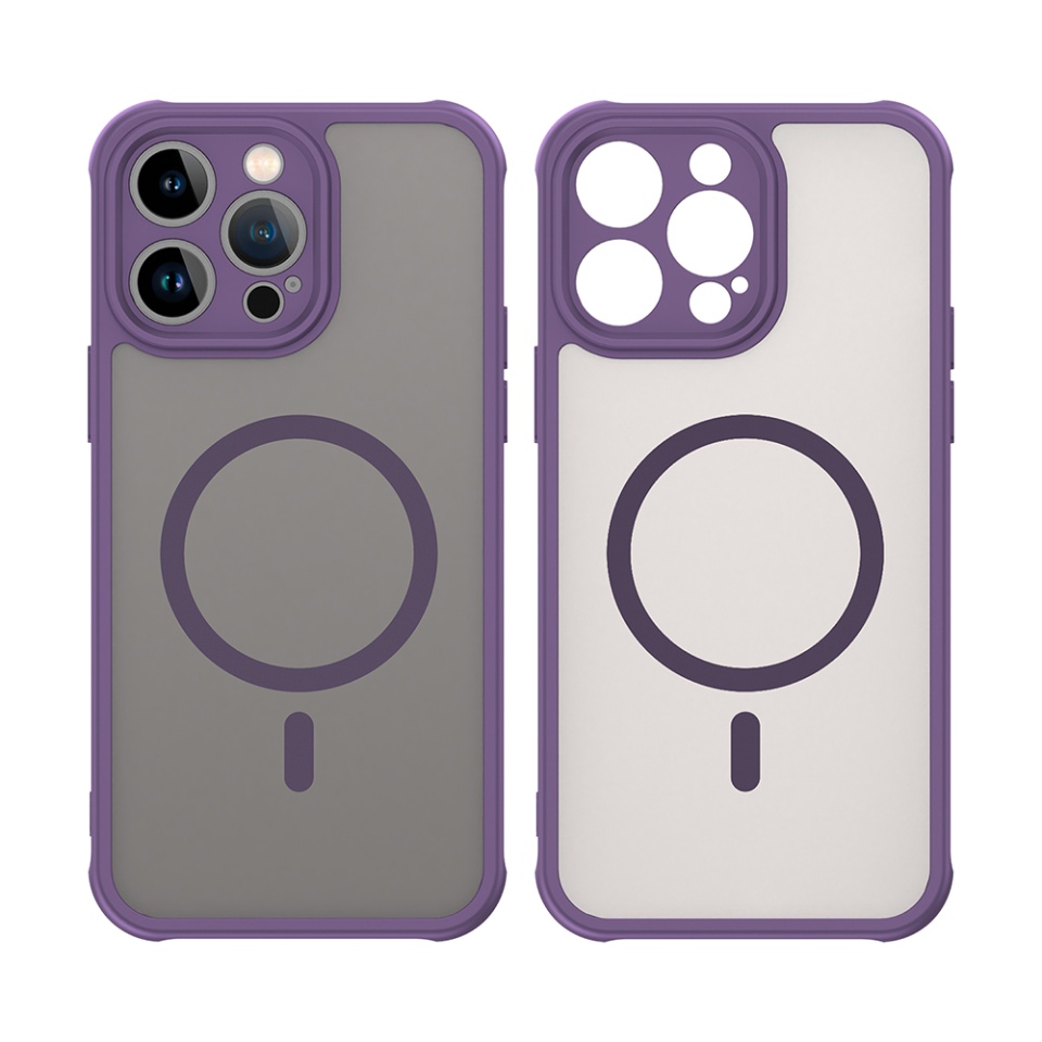 Husa pentru iPhone 14 Pro, SKYDDAR INNOVATION, HaloFrost MagSafe II, Antisoc, set cu sticker, Mov - 1 | YEO