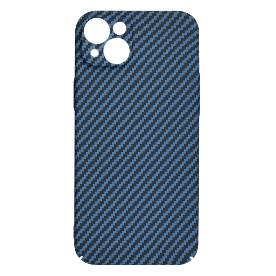 Husa pentru iPhone 14, SKYDDAR INNOVATION, textura carbon, Carbonite FiberShell, Cyan, set cu sticker - 3 | YEO