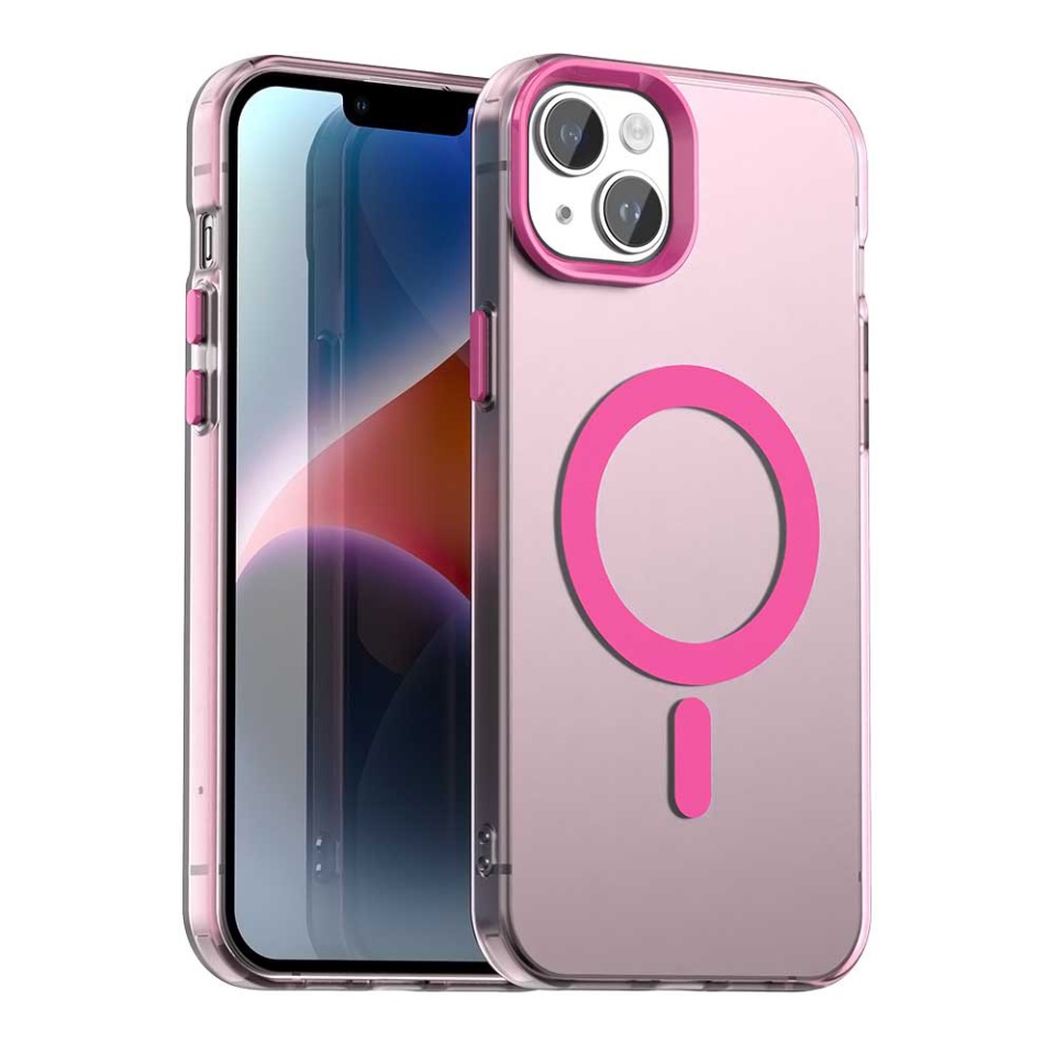Husa pentru iPhone 14, SKYDDAR INOVATION, CandyCase, Magsafe, set cu sticker, Roz