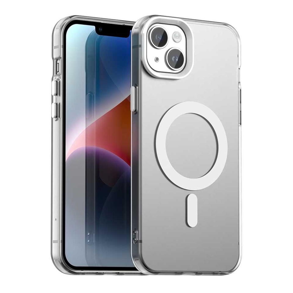 Husa pentru iPhone 14, SKYDDAR INOVATION, CandyCase, Magsafe, set cu sticker, Alb