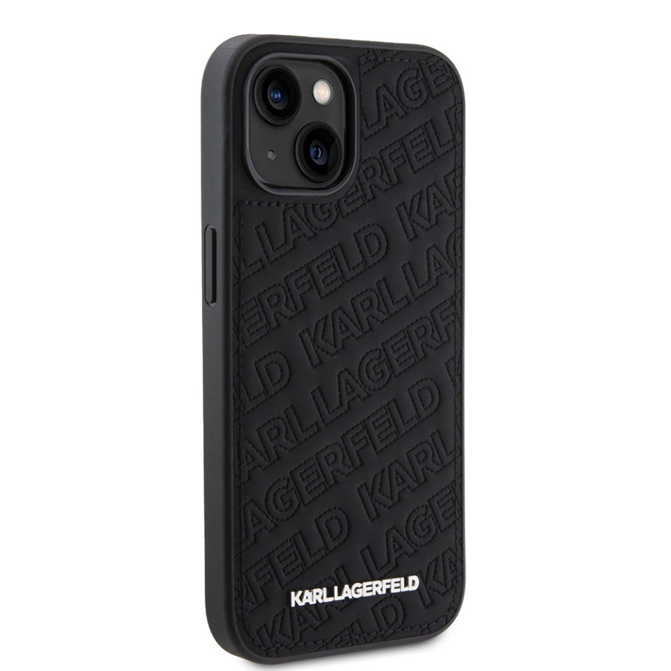 Husa pentru iPhone 15, Diagonal Quilted K Pattern, Karl Lagerfeld, Negru - 2 | YEO