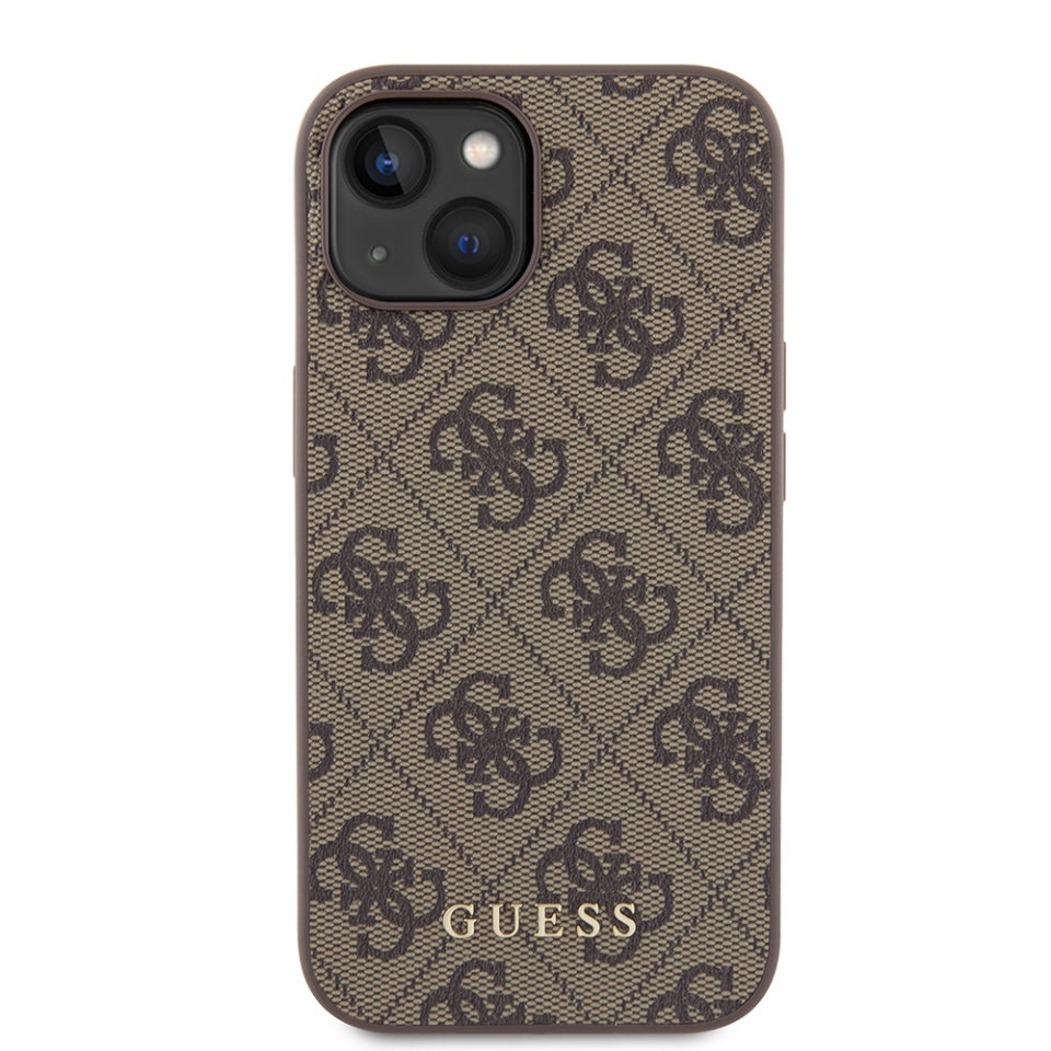 Husa pentru iPhone 15, Guess, Hardcase 4G Metal Gold Logo, Maro - 1 | YEO