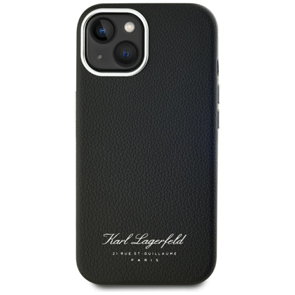 Husa pentru iPhone 15, Hardcase Leather Monogram, Karl Lagerfeld, Negru - 2 | YEO