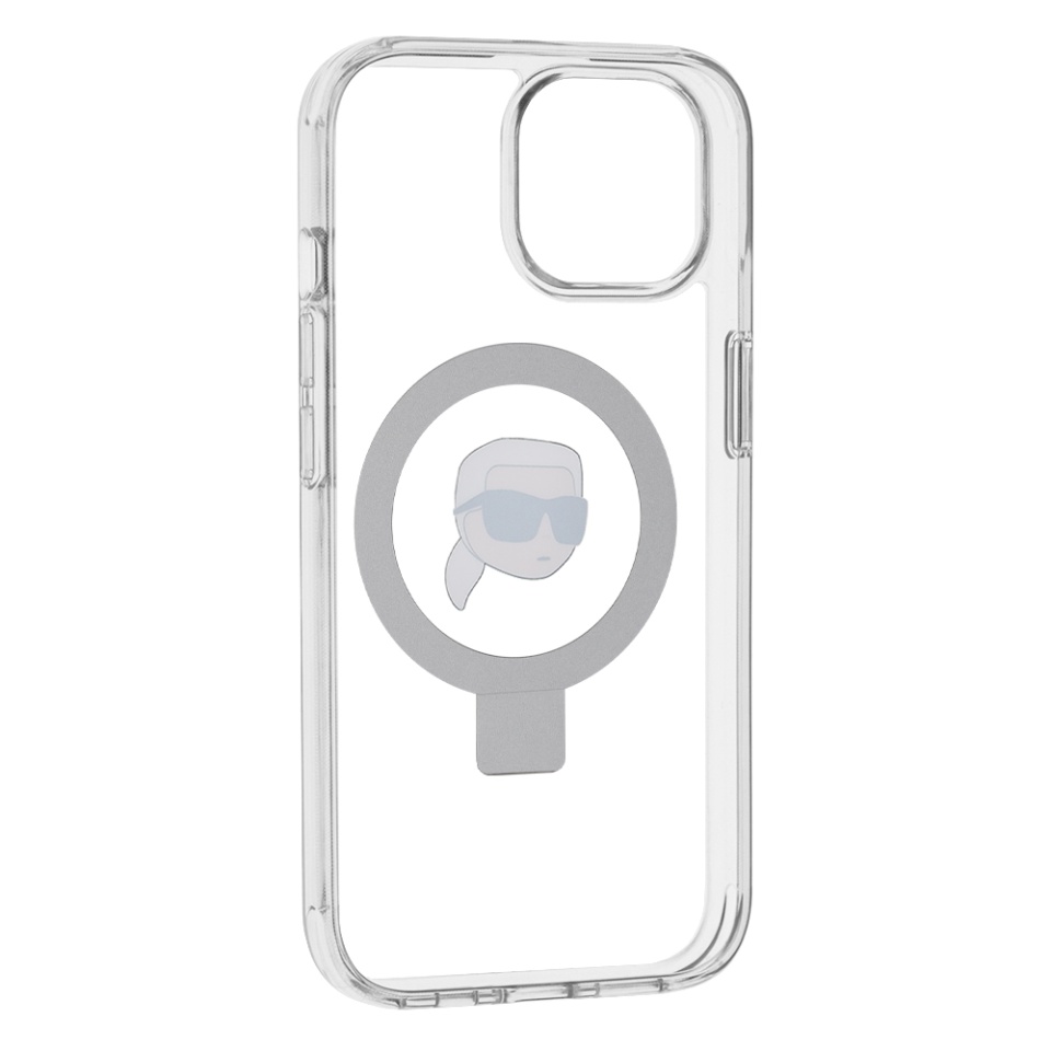 Husa pentru iPhone 15, Hardcase Ring Stand MagSafe, Karl Lagerfeld - Alb - 2 | YEO