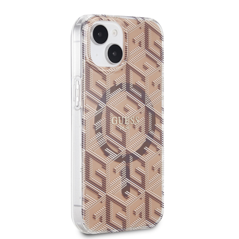 Husa pentru iPhone 15, IML GCube MagSafe, Guess - Maro - 3 | YEO
