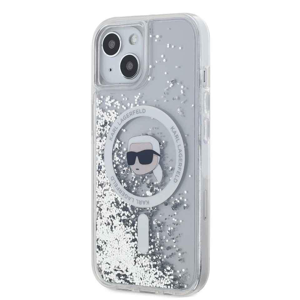 Husa pentru iPhone 15, Liquid Glitter MagSafe, Karl Lagerfeld - Transparenta - 2 | YEO