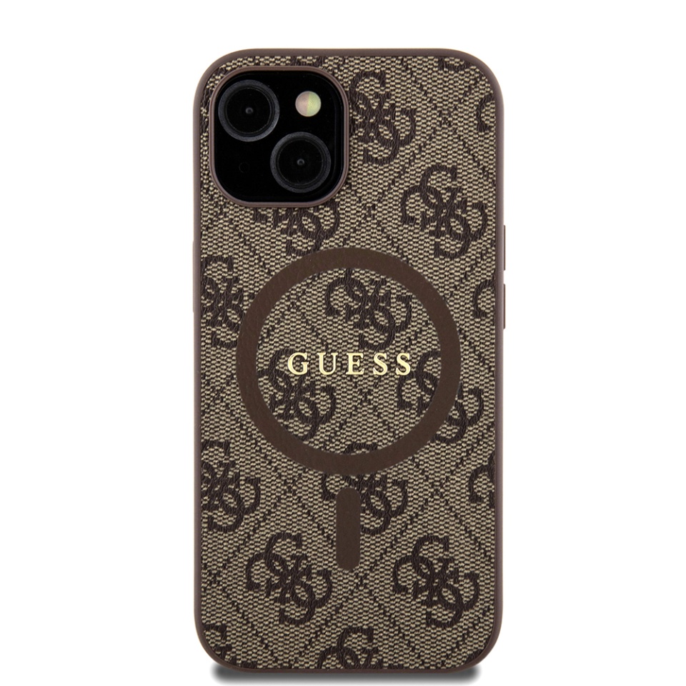 Husa pentru iPhone 15 Plus, 4G Collection Leather MagSafe, Guess - Maro - 2 | YEO