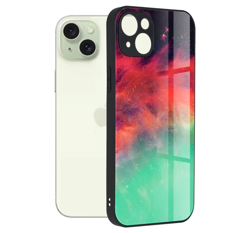 Husa pentru iPhone 15 Plus cu sticla securizata, Glaze - Turcoaz