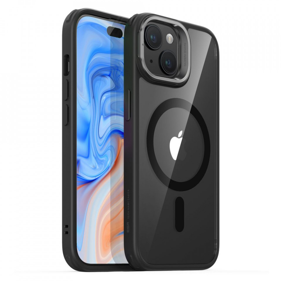 Husa pentru iPhone 15 Plus - ESR Classic Hybrid HaloLock Kickstand - Clear Black - 1 | YEO