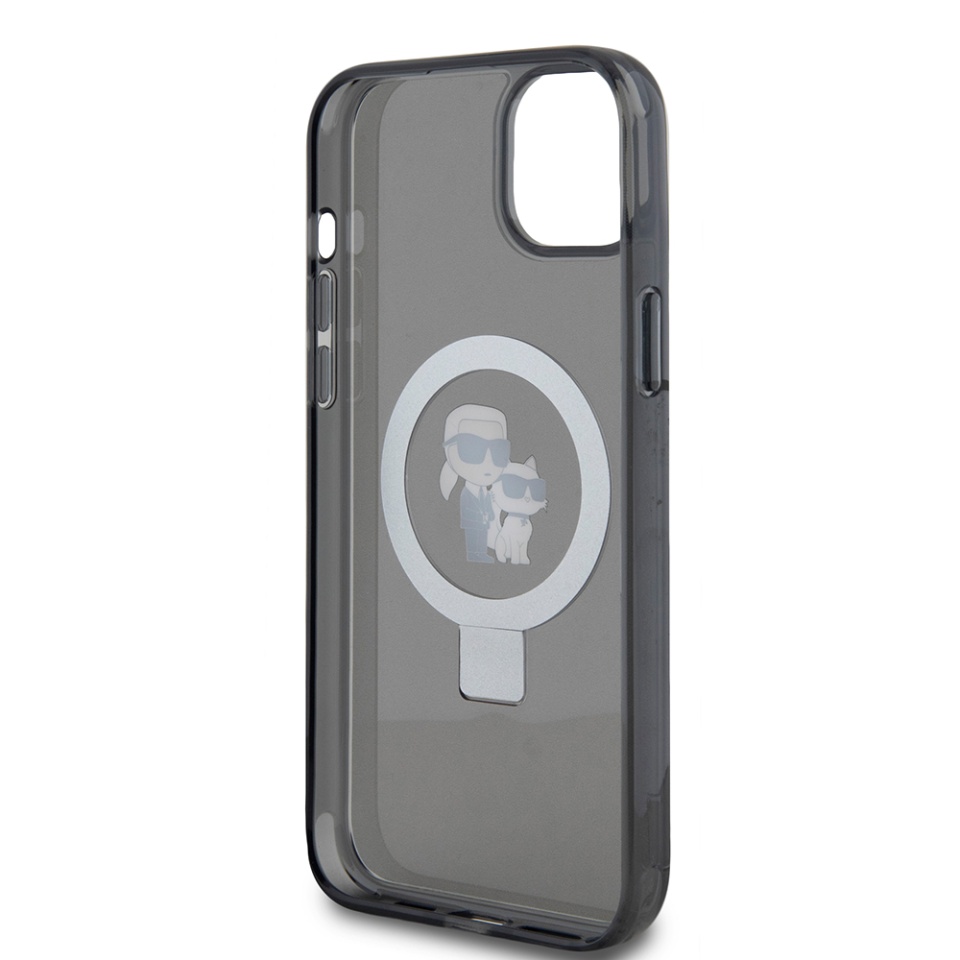 Husa pentru iPhone 15 Plus, Hardcase Ring Stand MagSafe, Karl Lagerfeld - Negru - 3 | YEO