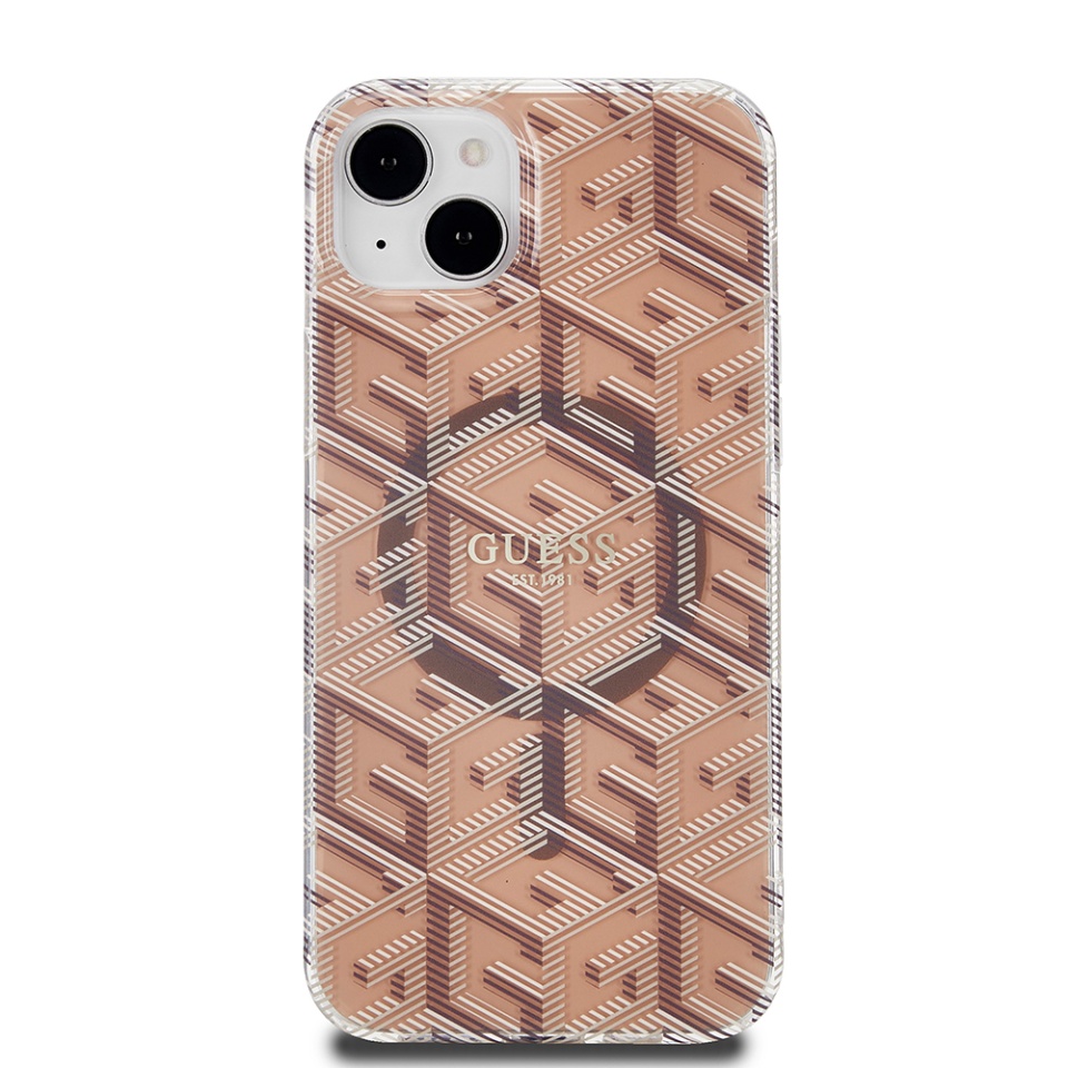 Husa pentru iPhone 15 Plus, IML GCube MagSafe, Guess - Maro - 2 | YEO