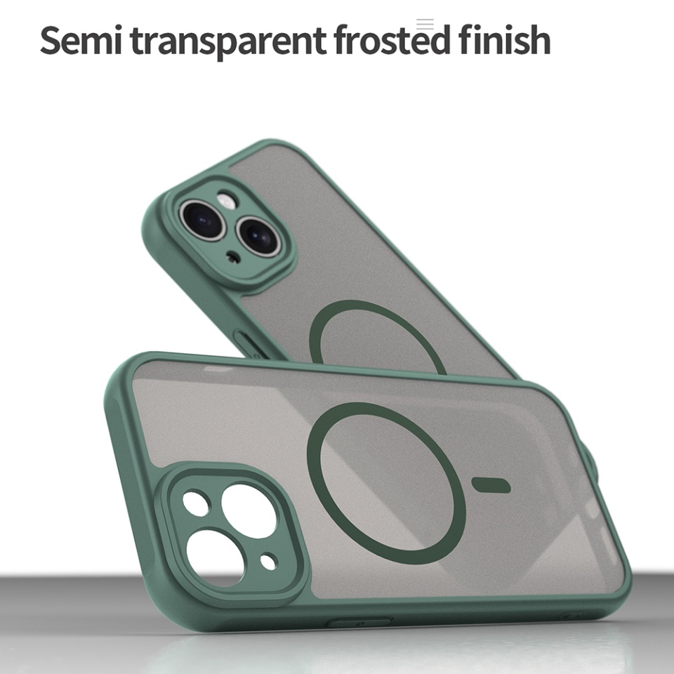 Husa pentru iPhone 15 Plus, SKYDDAR INNOVATION, HaloFrost MagSafe II, Antisoc, set cu sticker, Verde - 3 | YEO