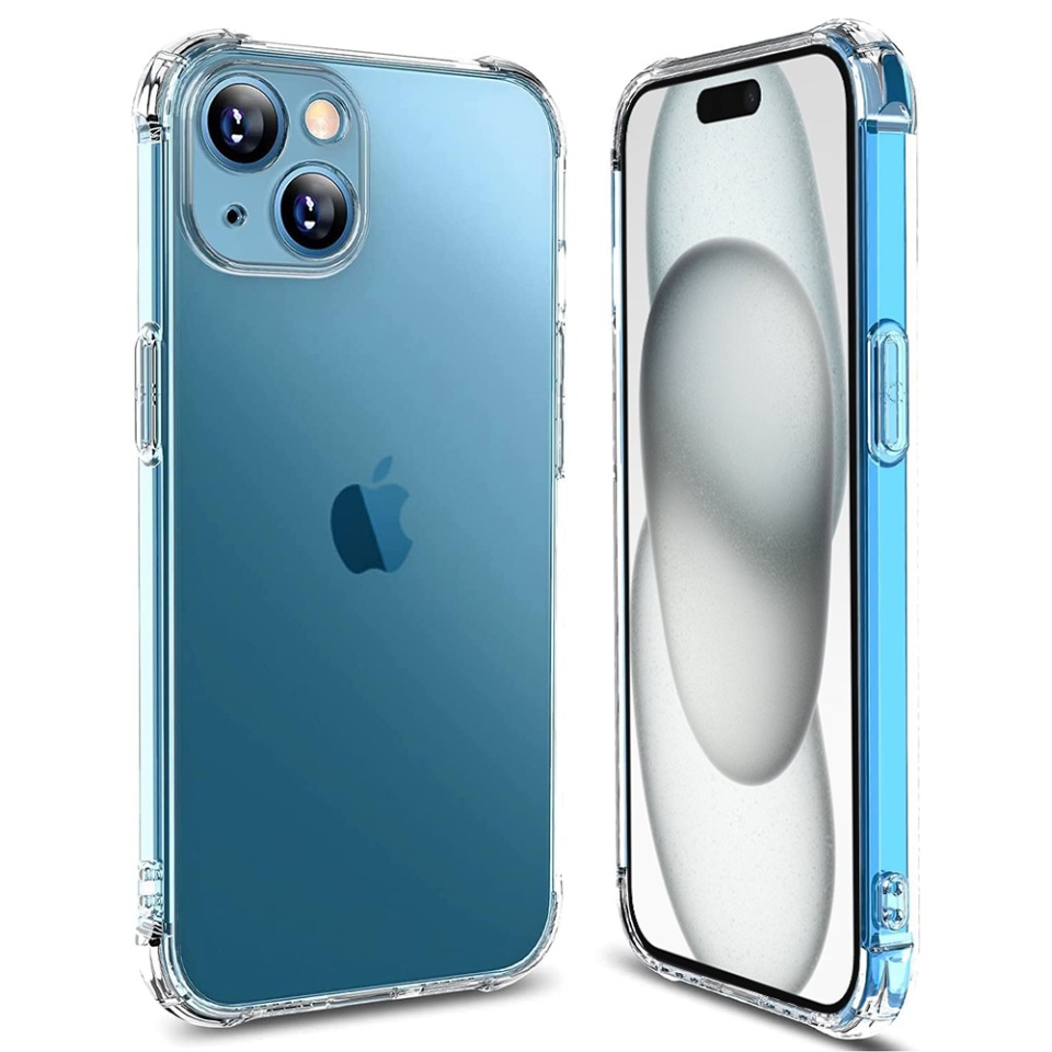 Husa pentru iPhone 15 Plus , SKYDDAR INNOVATION, Shockproof Clear din Silicon Slim, Transparenta, set cu sticker