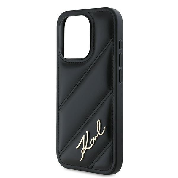 Husa pentru iPhone 15 Pro, Diagonal Quilted Script, Karl Lagerfeld - Negru - 1 | YEO