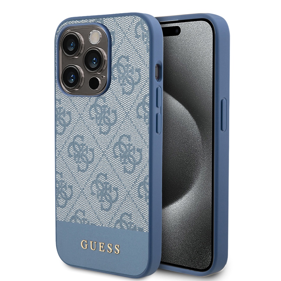 Husa pentru iPhone 15 Pro, Hardcase 4G Stripe Collection, Guess, Albastru