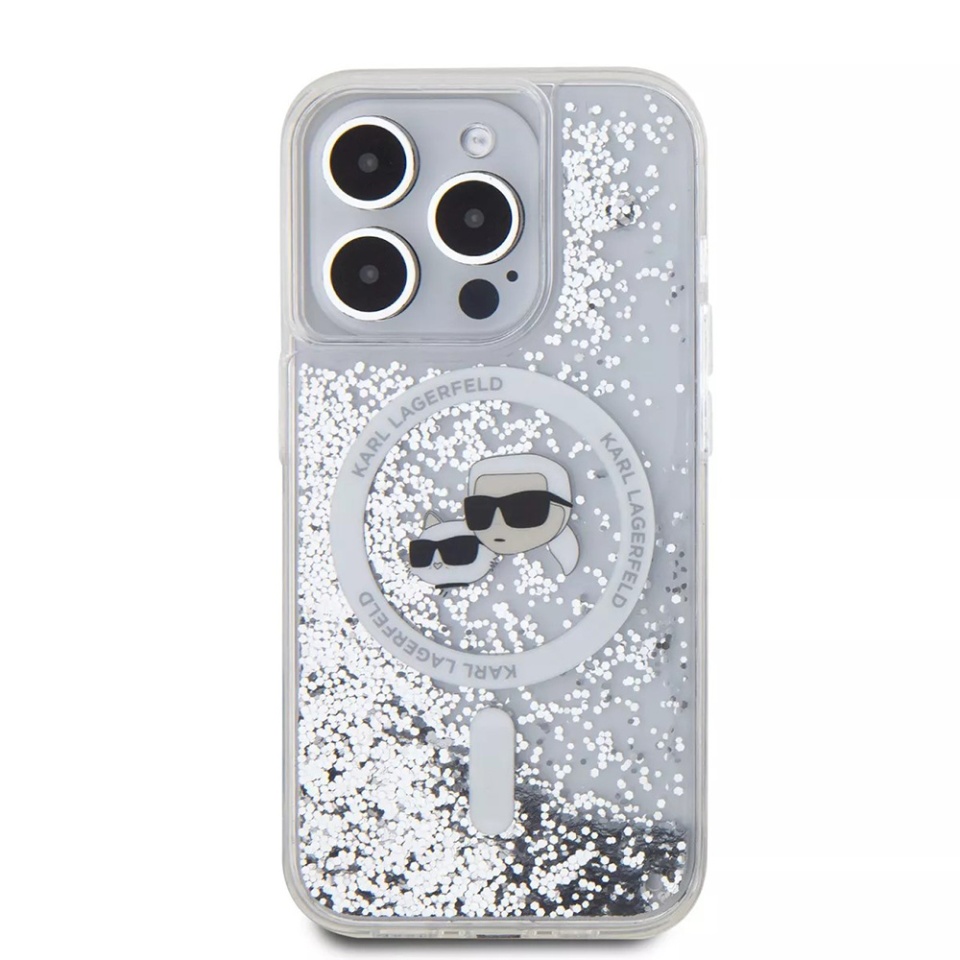 Husa pentru iPhone 15 Pro, Liquid Glitter MagSafe, Karl Lagerfeld - Transparenta - 3 | YEO