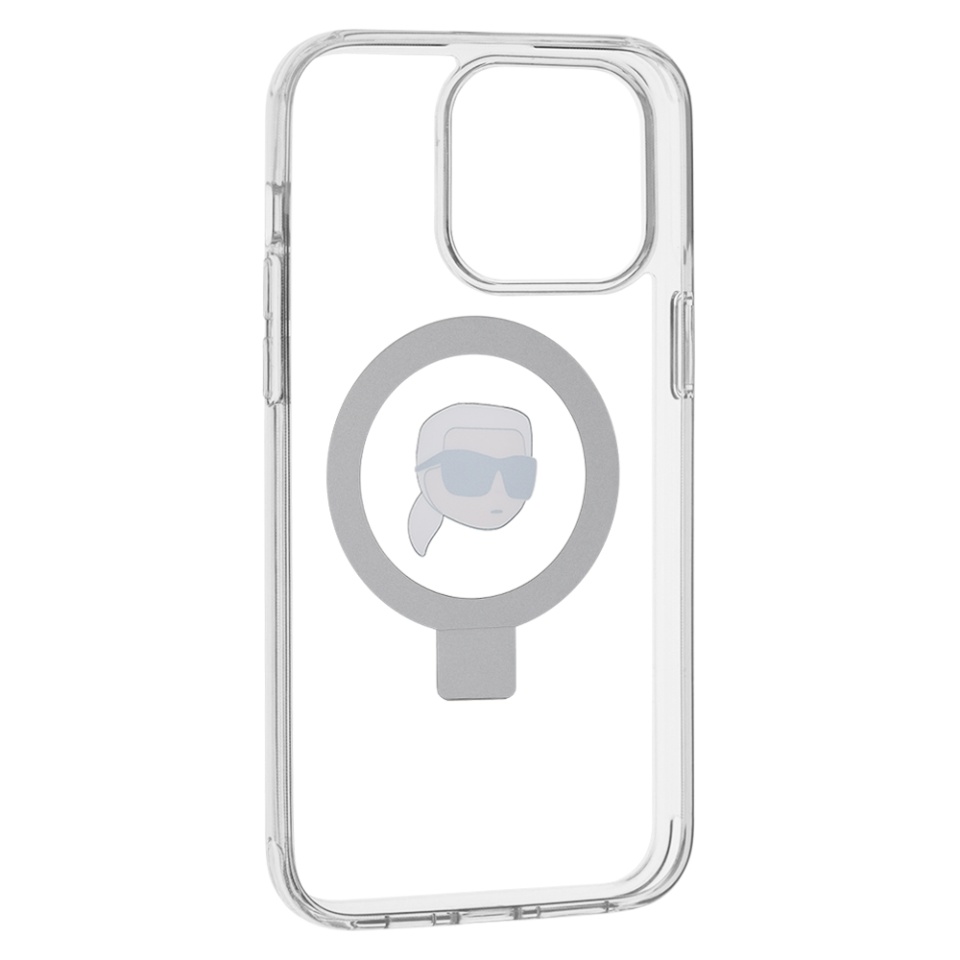 Husa pentru iPhone 15 Pro Max, Hardcase Ring Stand MagSafe, Karl Lagerfeld - Alb - 2 | YEO