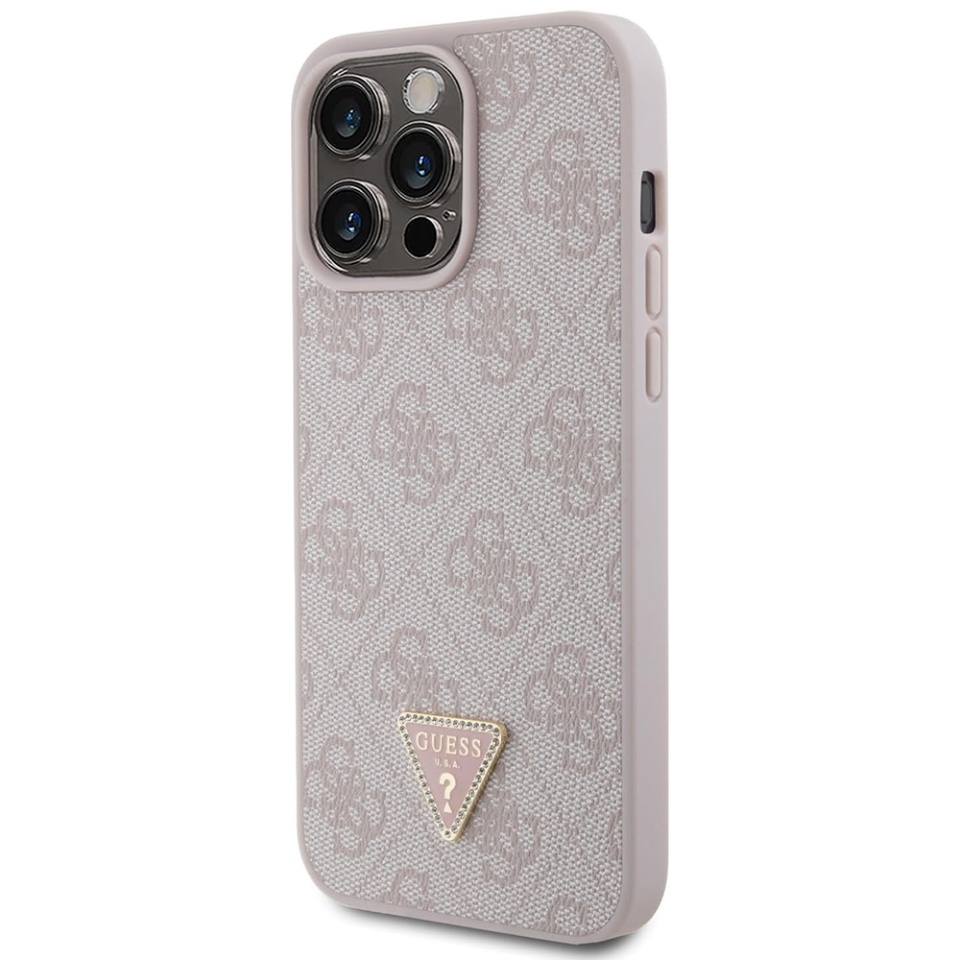 Husa pentru iPhone 15 Pro Max, Leather 4G Diamond Triangle, Roz - 2 | YEO