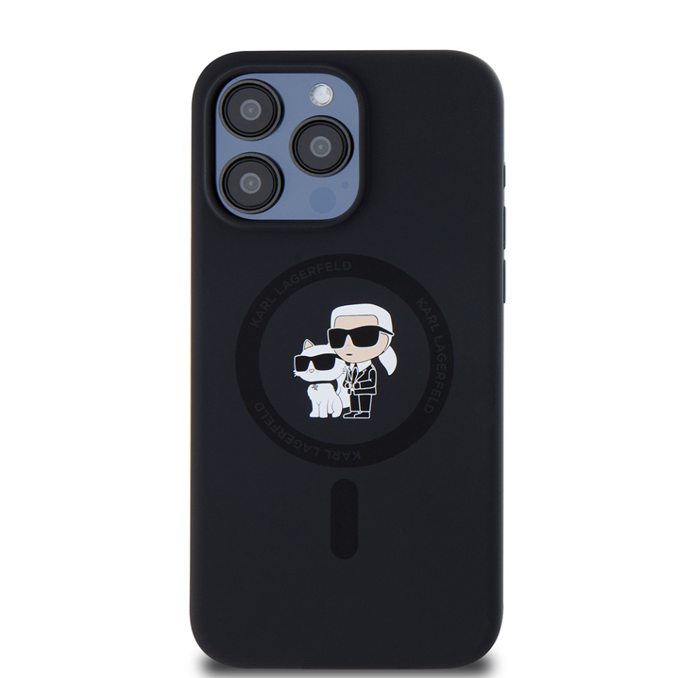 Husa pentru iPhone 15 Pro Max, Silicone MagSafe, Karl Lagerfeld - Negru - 2 | YEO