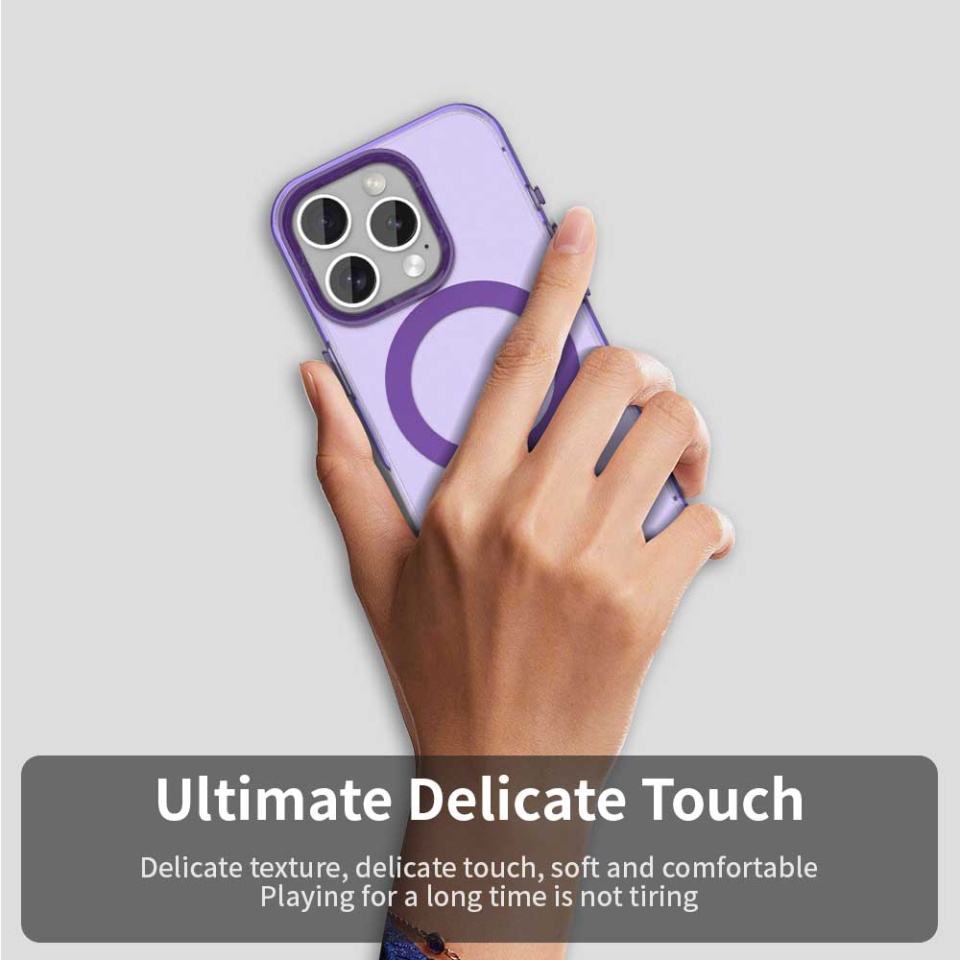 Husa pentru iPhone 15 Pro Max, SKYDDAR INOVATION, CandyCase, Magsafe, set cu sticker, Mov - 2 | YEO