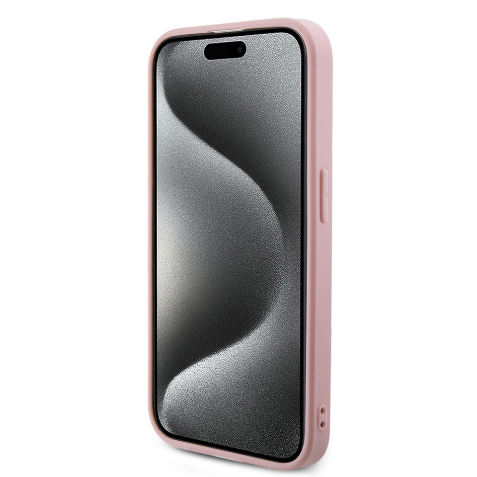 Husa pentru iPhone 15 Pro, Saffiano Iridescent Script, Guess, Roz - 1 | YEO