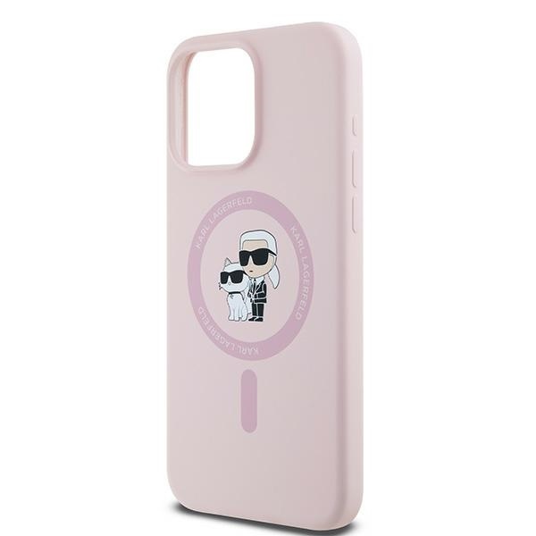 Husa pentru iPhone 15 Pro, Silicone MagSafe, Karl Lagerfeld - Roz - 3 | YEO