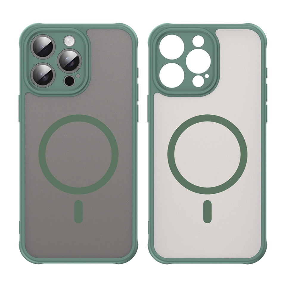 Husa pentru iPhone 15 Pro, SKYDDAR INNOVATION, HaloFrost MagSafe II, Antisoc, set cu sticker, Verde - 1 | YEO