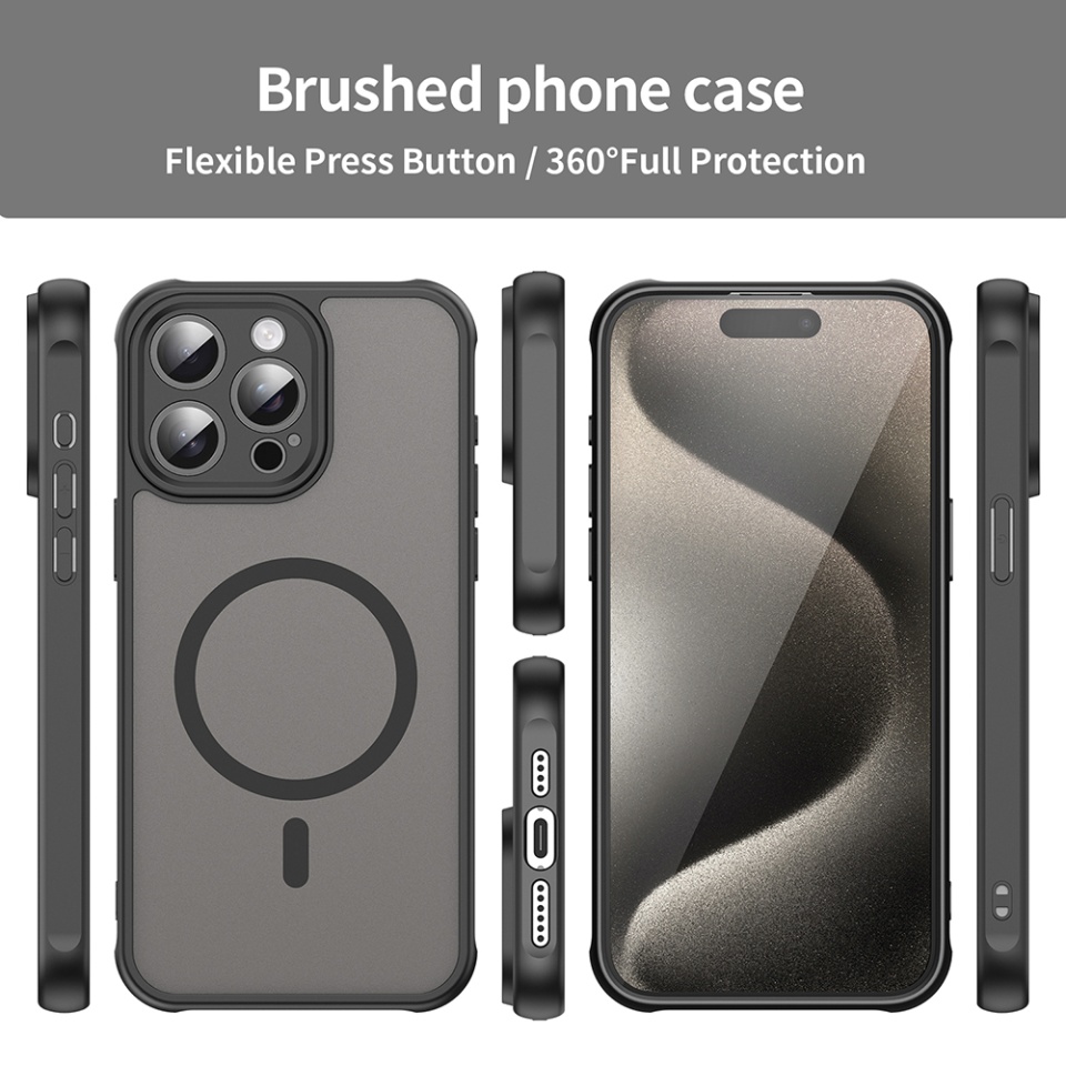 Husa pentru iPhone 15 Pro, SKYDDAR INNOVATION, HaloFrost MagSafe II, Antisoc, set cu sticker, Negru - 3 | YEO