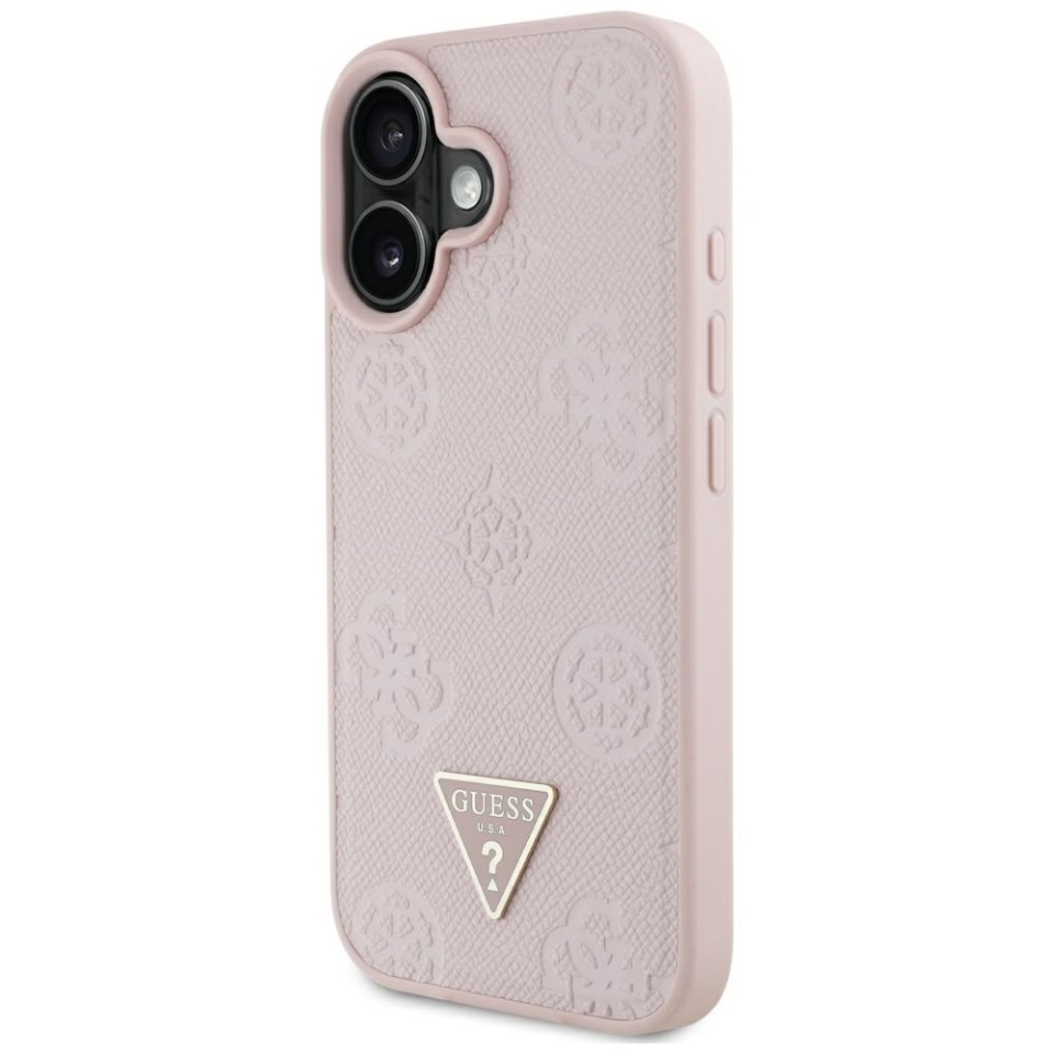 Husa pentru iPhone 16, Grained Triangle, Guess, Roz - 3 | YEO