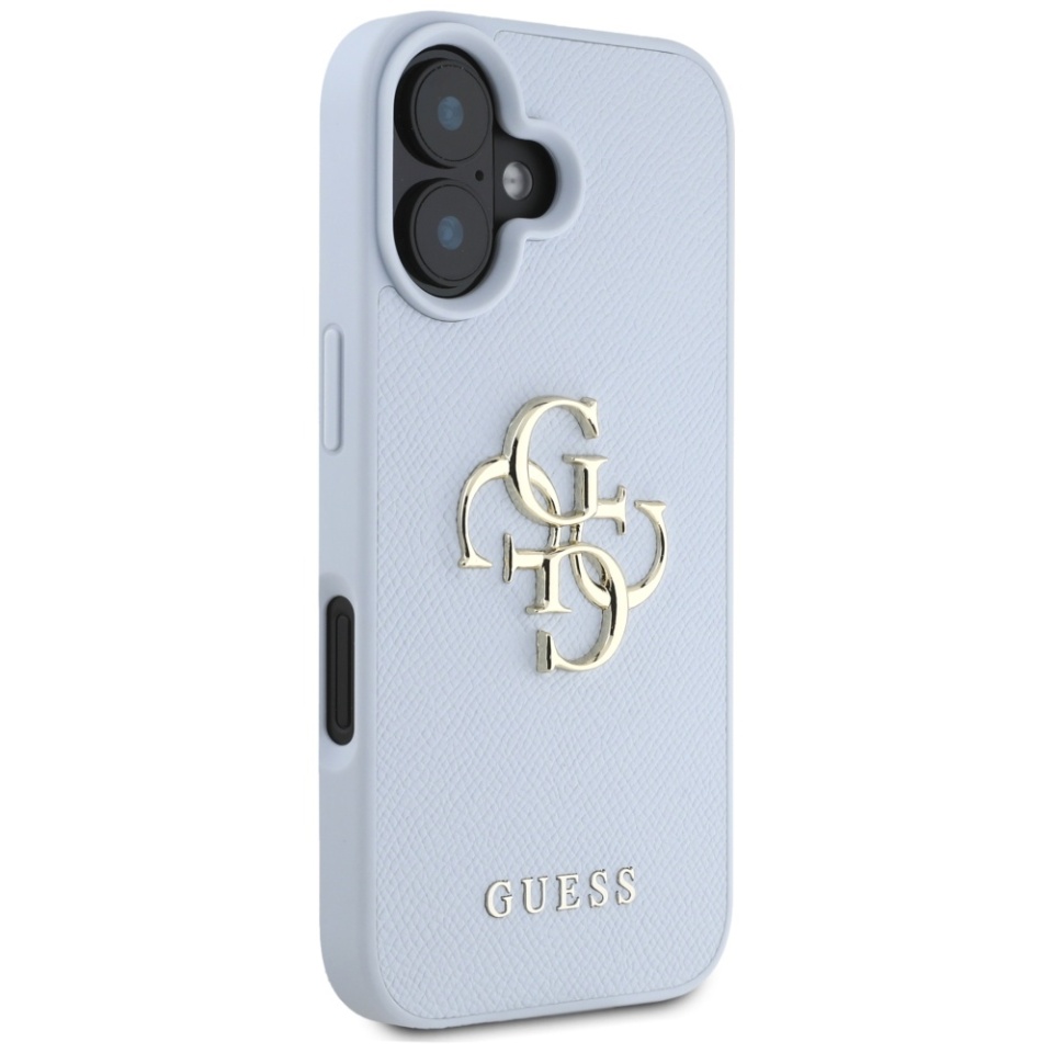 Husa pentru iPhone 16, Guess, Hardcase Grained Big 4G Logo Small Classic Logo, Protectie Slim, Albastru - 3 | YEO