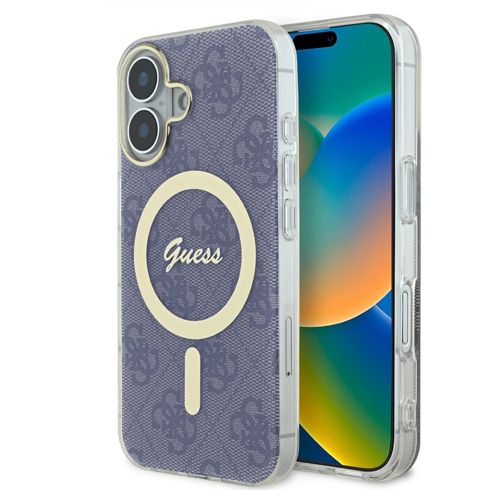 Husa pentru iPhone 16, IML 4G MagSafe, Guess - Albastru