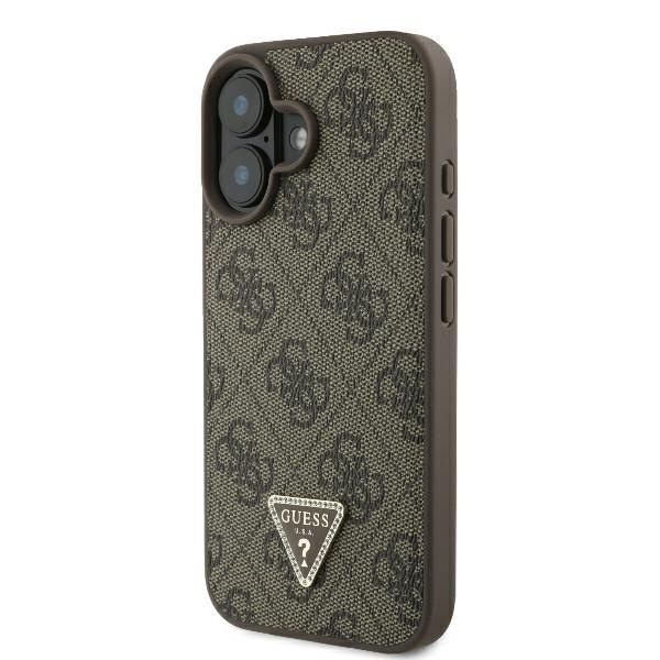Husa pentru iPhone 16 Plus, Guess, Leather 4G Triangle Strass, Maro - 3 | YEO