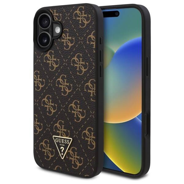 Husa pentru iPhone 16 Plus, Hardcase 4G Triangle Metal Logo, Guess, Negru