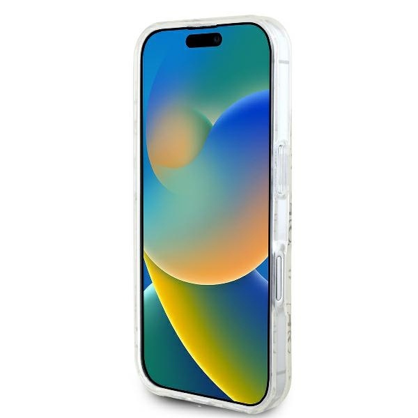 Husa pentru iPhone 16 Plus, IML 4G Background MagSafe, Guess, Alb - 1 | YEO