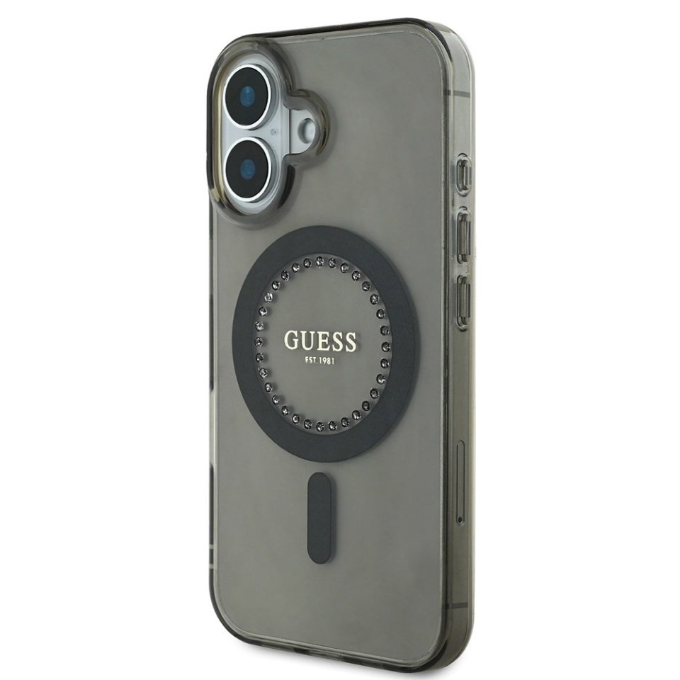 Husa pentru iPhone 16 Plus, IML Rhinestones MagSafe, Guess - Negru - 2 | YEO
