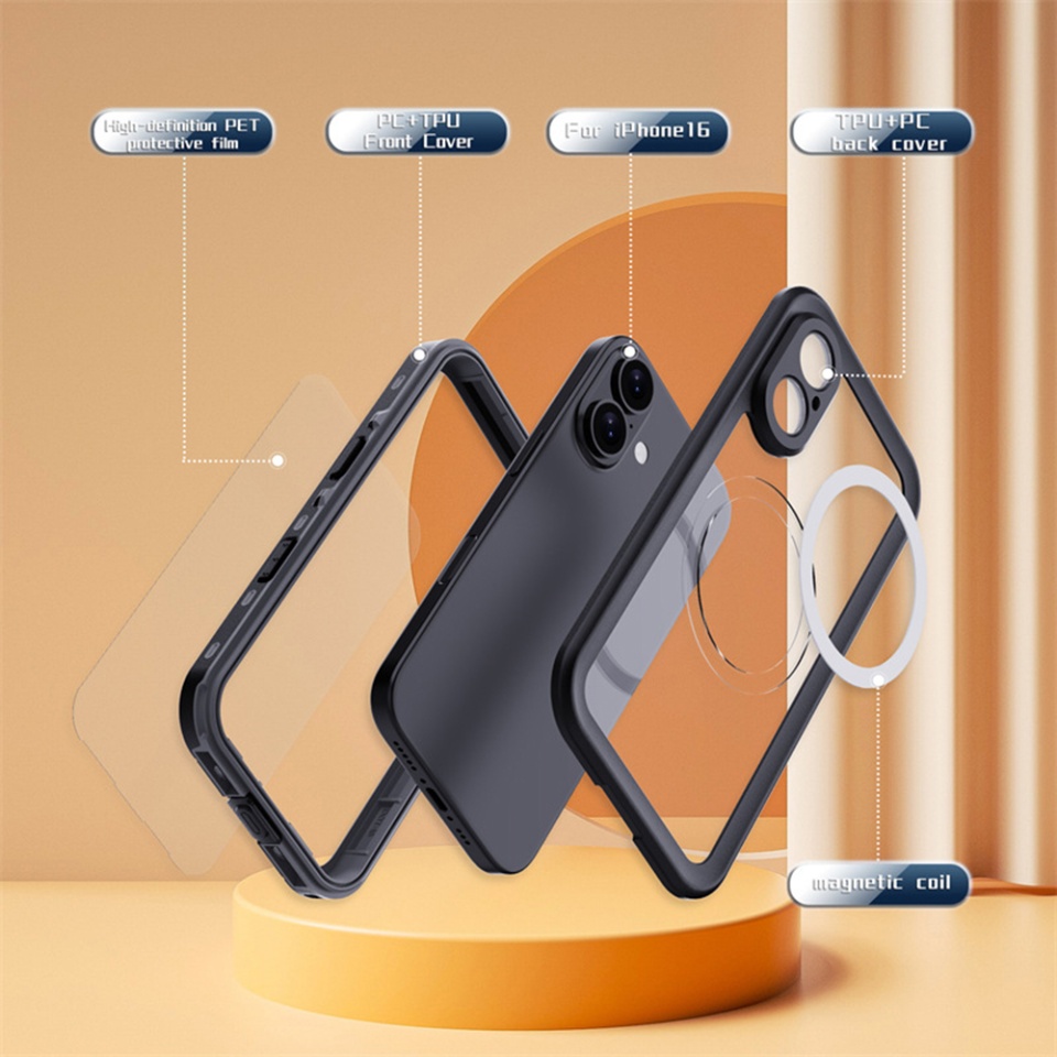 Husa pentru iPhone 16 Plus, ShellBox, Waterproof IP68 Case, Full Body, Protectie Totala, Anti-Soc, Rezistenta la Apa si Praful, Negru - 3 | YEO