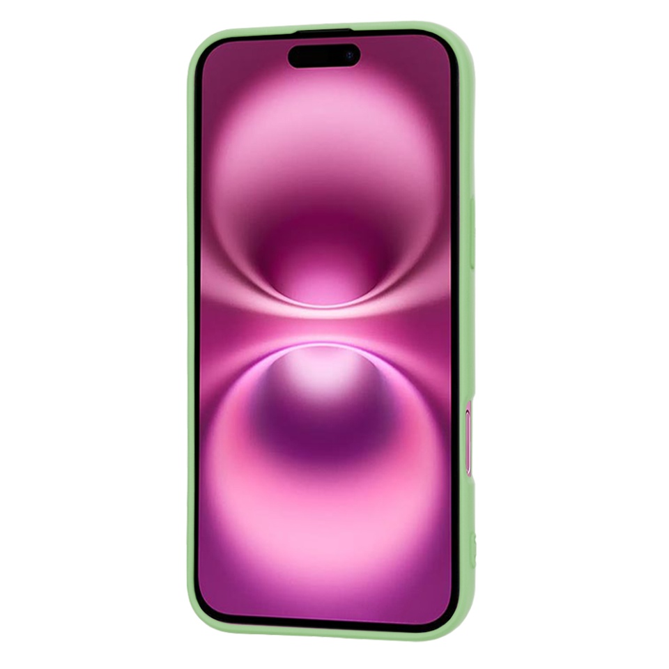 Husa pentru iPhone 16 Plus, SKYDDAR INNOVATION, din Silicon Catifelat, SoftElegance , Verde deschis, set cu sticker - 1 | YEO
